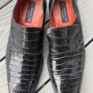 Mezlan Platinum Crocodile Alligator 13 Loafers